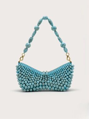 NEW in Box Cult Gaia Mercier Mini Shoulder Bag in Ibiza Turquoise Beaded $898